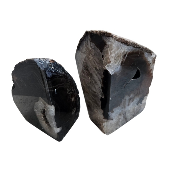 Agate Polished Bookends Dark Brown & Criystal 5,8 Lbs - Picture 5 of 9